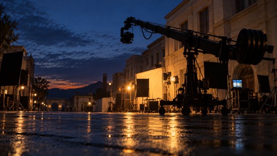 Board: the crane at blue hour